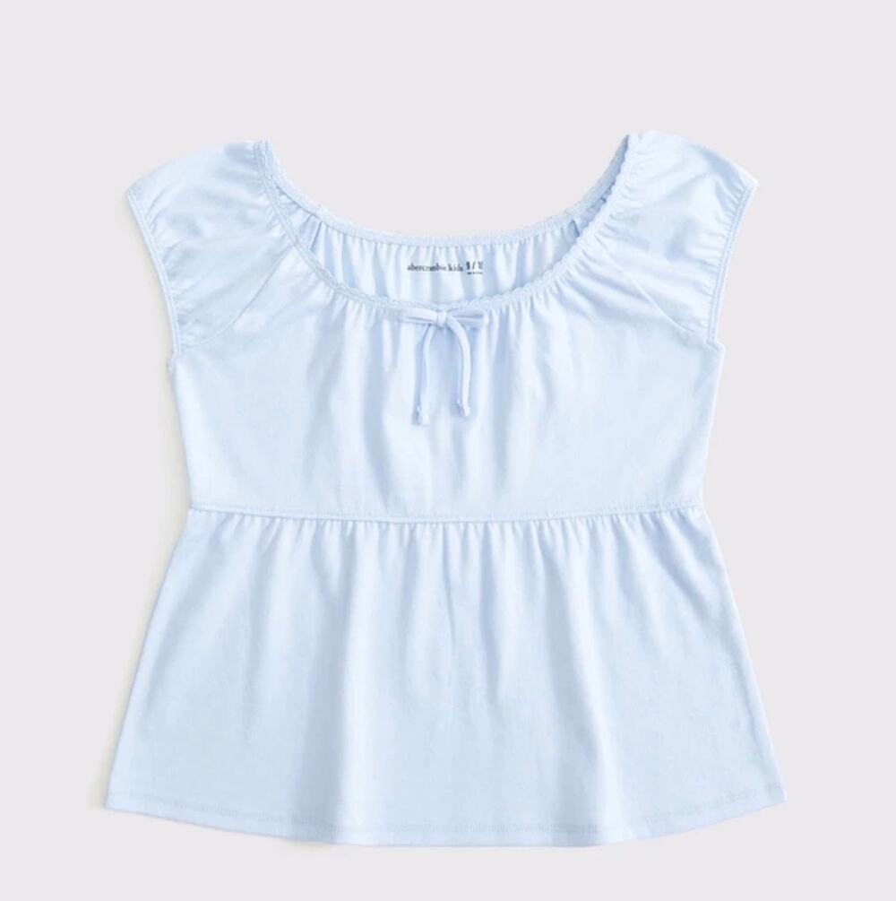 NWT! Abercrombie Kids Light Blue Short-Sleeve Babydoll Top Size 17/18